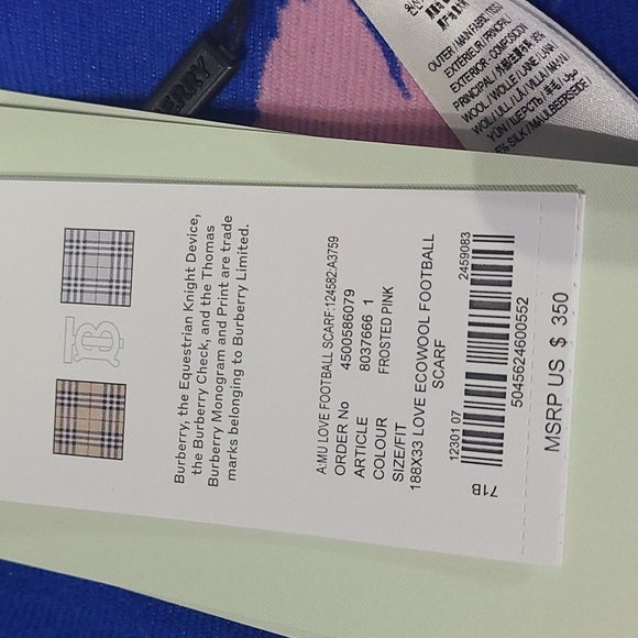 Burberry Love Scarf Authentic NWT - Picture 5 of 9